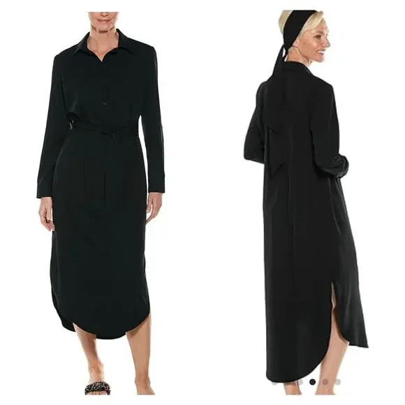 coolibar shirt dress Women's Castaneda Flared Shirt Dress with Long Sleeves